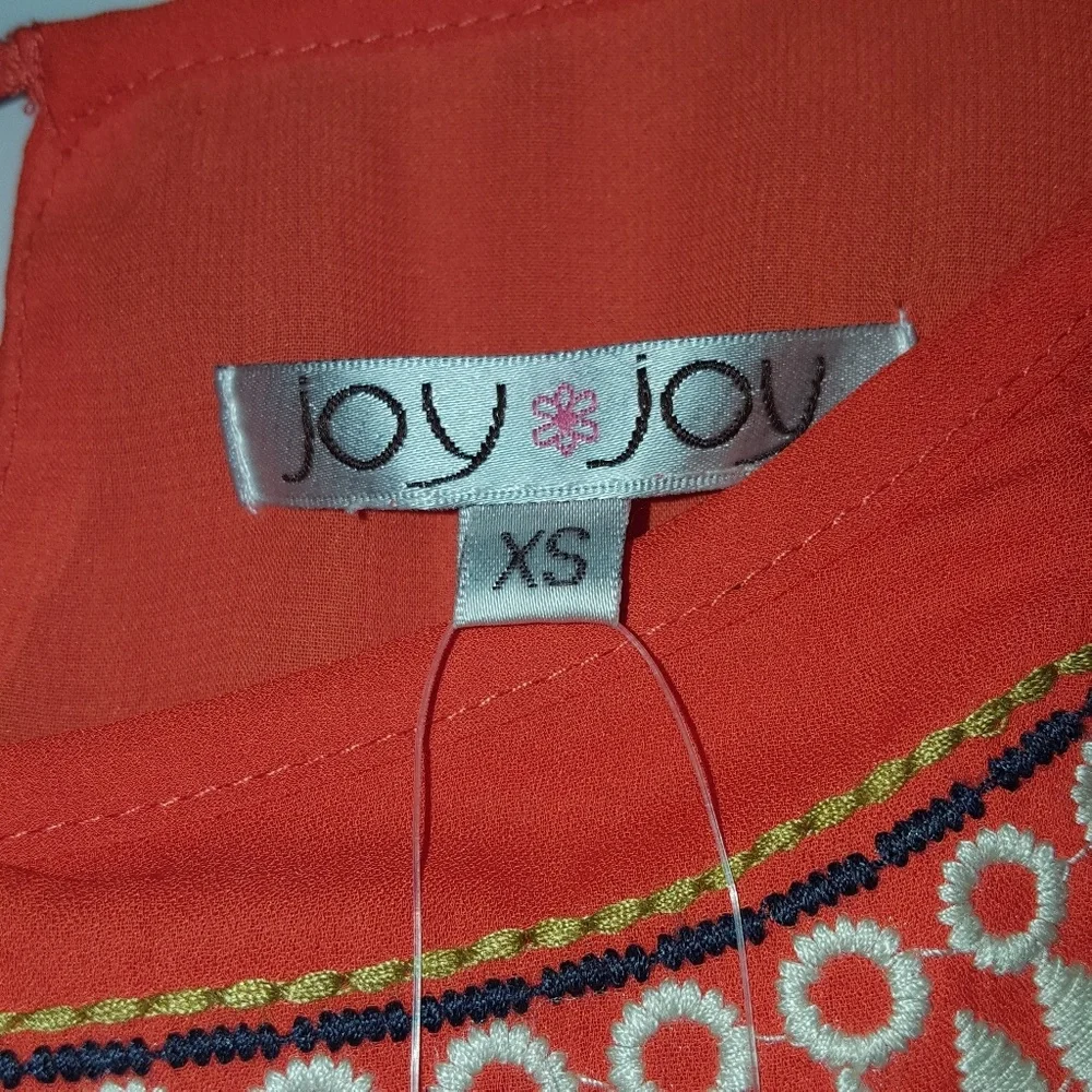 JOYJOY Embroidered Blouse Bohemian Office Orange Pumpkin NWT - Picture 5 of 8